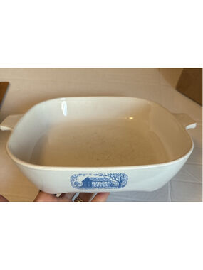 VTG Corning Ware Colonial House Blue Browning Skillet Amana, Microwave Safe
